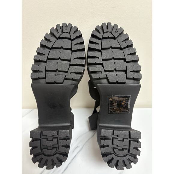 Mudd Womens Y2K Black Platform Block Heel Sandals 8.5 Lug Sole Stretch Straps - Picture 7 of 9